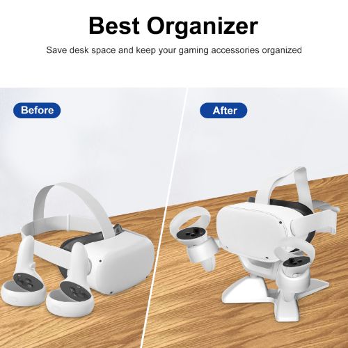 VR Stand, LEDream VR Headset Display Holder and Controller Mount Station Fit for Oculus Quest 2, Meta Quest, Rift S, Valve Index, VR Accessories Desktop Storage Stand