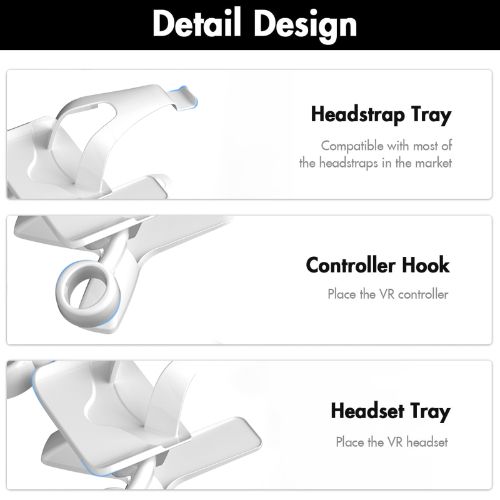 VR Stand, LEDream VR Headset Display Holder and Controller Mount Station Fit for Oculus Quest 2, Meta Quest, Rift S, Valve Index, VR Accessories Desktop Storage Stand