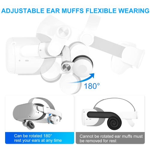 Adjustable Ear Muffs Fits for Meta Oculus Quest 2 Accessories VR Headset, LEDream Sound Earmuffs Enhance Sound Effect Fit for Oculus Quest 2, Meta Quest 2, Elite Head Strap, FIIT VR T2, T2power