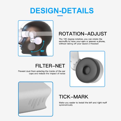 Adjustable Ear Muffs Fits for Meta Oculus Quest 2 Accessories VR Headset, LEDream Sound Earmuffs Enhance Sound Effect Fit for Oculus Quest 2, Meta Quest 2, Elite Head Strap, FIIT VR T2, T2power