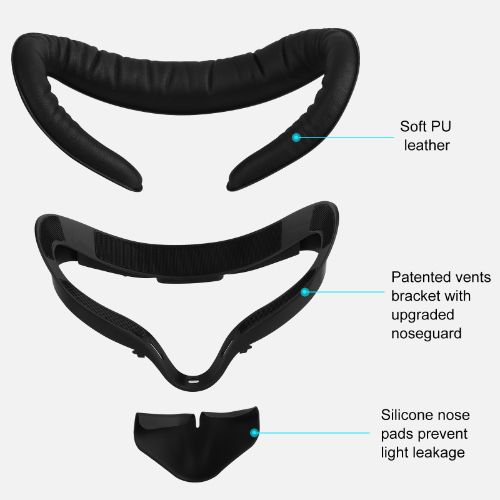 Face Cover Pad for Oculus Quest 2, LEDream 2Pcs Sweatproof Facial Interface Bracket & PU Leather Foam Face Cushion Compatible with Oculus Quest 2 VR Headset, Washable Lightproof Anti-Leakage