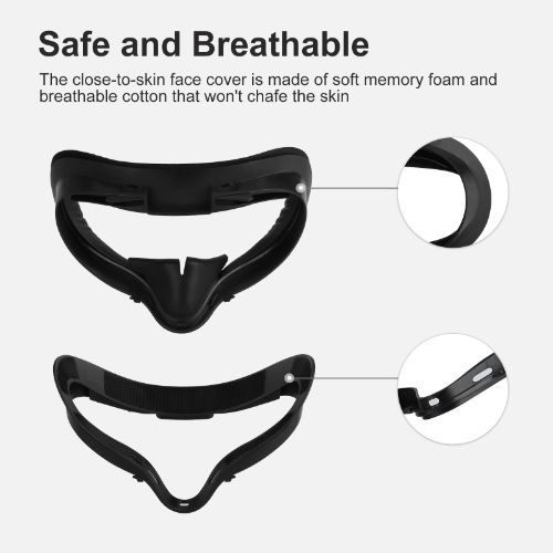 Face Cover Pad for Oculus Quest 2, LEDream 2Pcs Sweatproof Facial Interface Bracket & PU Leather Foam Face Cushion Compatible with Oculus Quest 2 VR Headset, Washable Lightproof Anti-Leakage