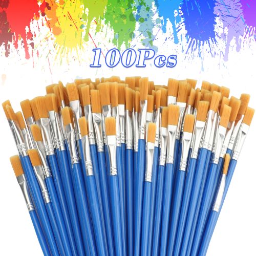 Acrylic Paint Brush Set, LEDream 100Pcs Art Paintbrushes for Oil Watercolor Painting, Detailing & Rock Painting - Blue