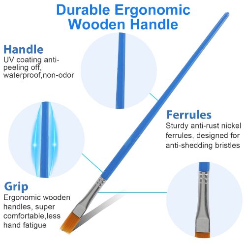 Acrylic Paint Brush Set, LEDream 100Pcs Art Paintbrushes for Oil Watercolor Painting, Detailing & Rock Painting - Blue