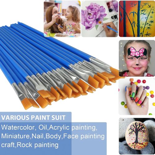 Acrylic Paint Brush Set, LEDream 100Pcs Art Paintbrushes for Oil Watercolor Painting, Detailing & Rock Painting - Blue