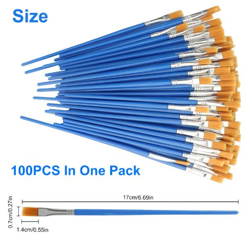 Acrylic Paint Brush Set, LEDream 100Pcs Art Paintbrushes for Oil Watercolor Painting, Detailing & Rock Painting - Blue