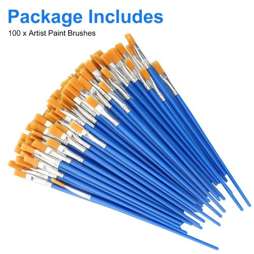 Acrylic Paint Brush Set, LEDream 100Pcs Art Paintbrushes for Oil Watercolor Painting, Detailing & Rock Painting - Blue