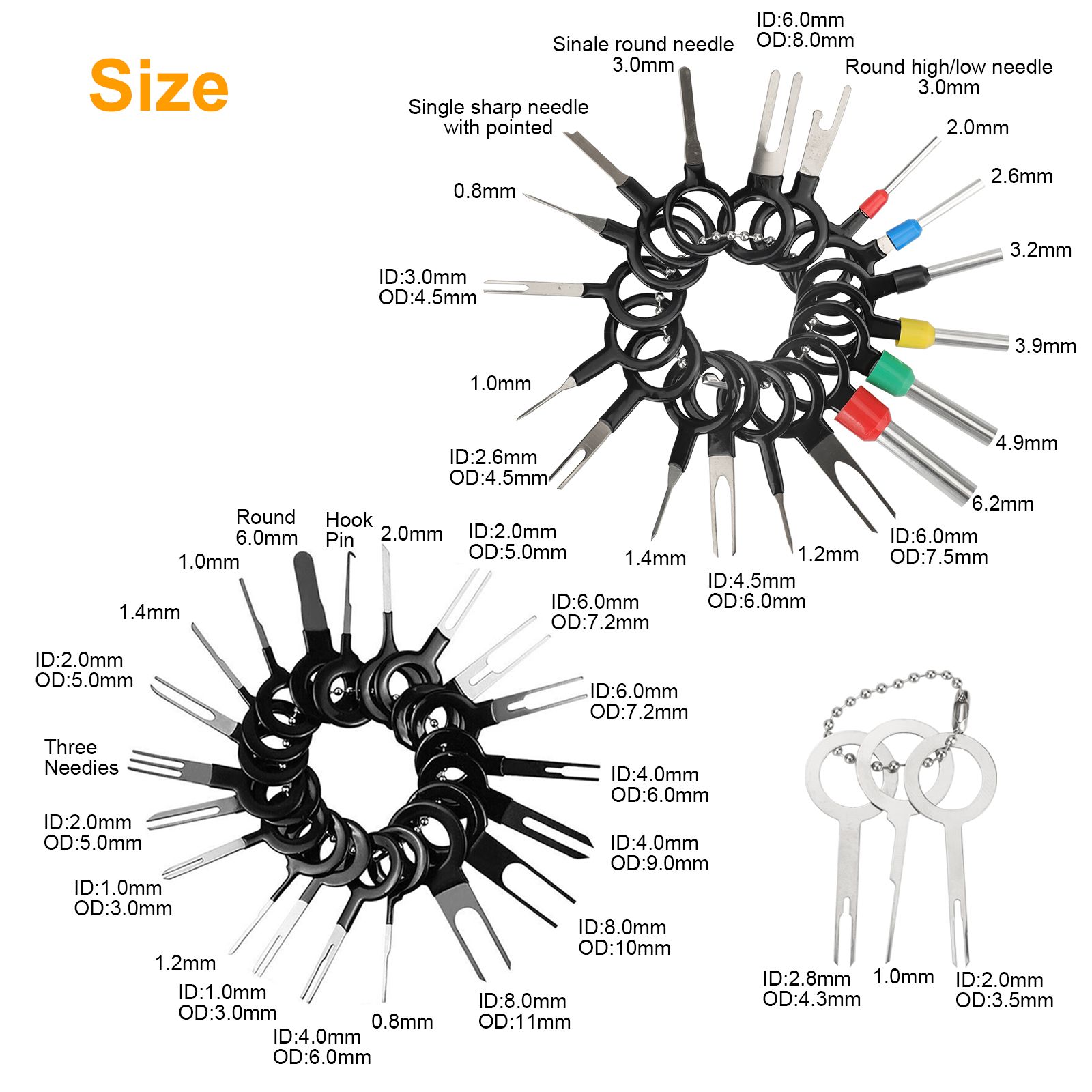 100PCS Wire Terminal Removal Tool Car Electrical Wiring Crimp Connector Pin Key