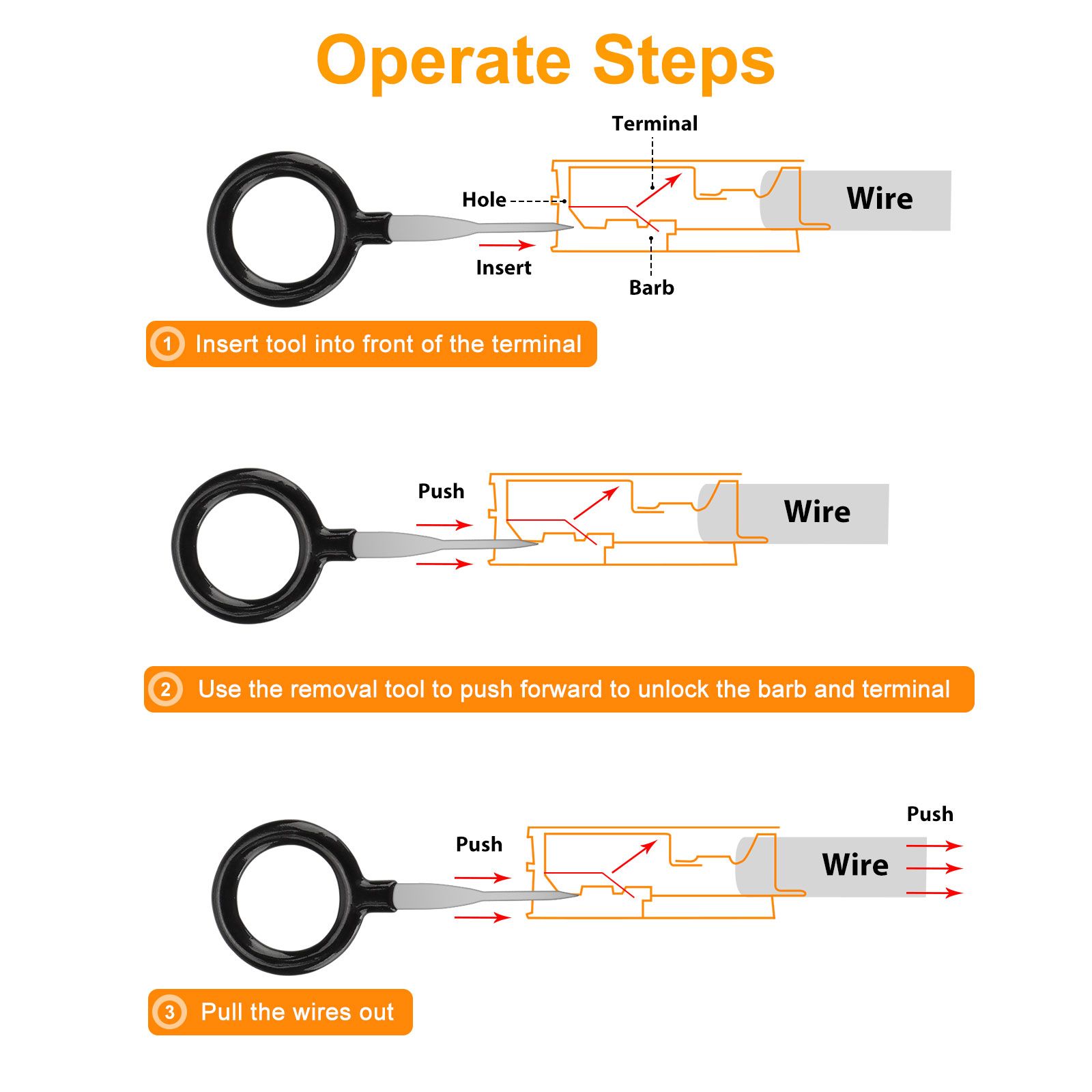 100PCS Wire Terminal Removal Tool Car Electrical Wiring Crimp Connector Pin Key