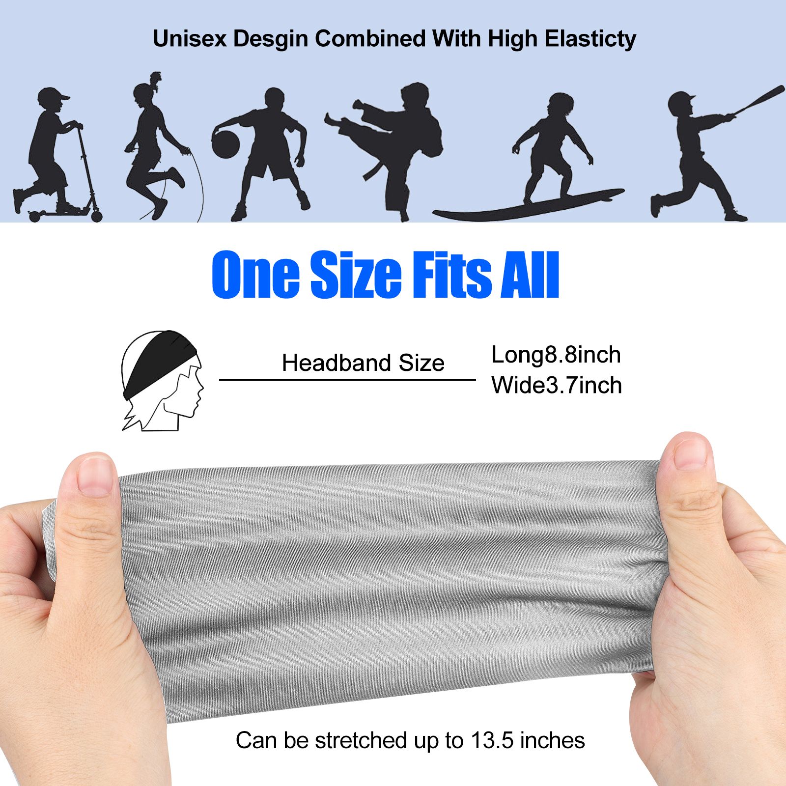 6pcs Running Headbands for Men Women Sweatbands Fashion Sports Sweat Bands Workout Fitness Running Yoga