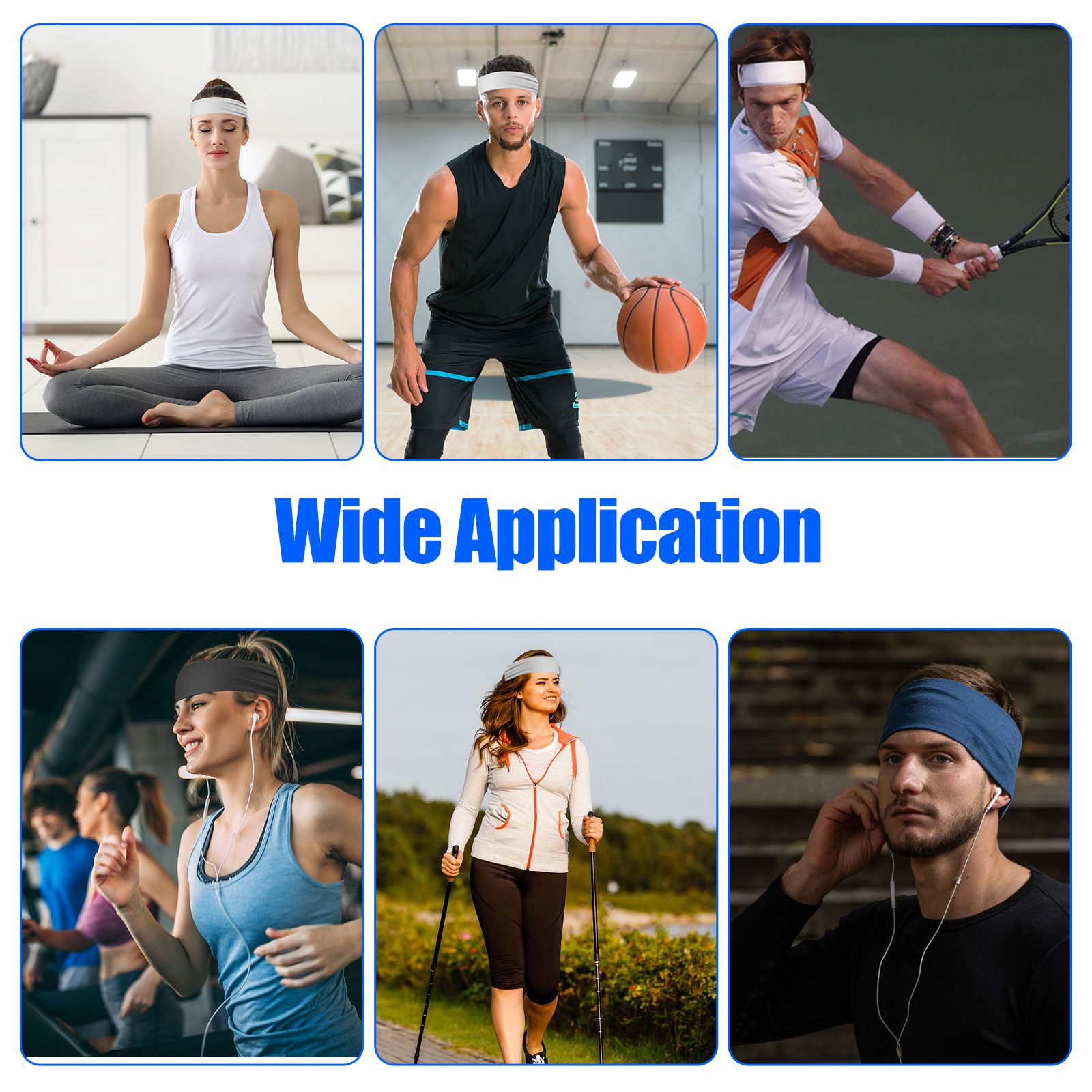 6pcs Running Headbands for Men Women Sweatbands Fashion Sports Sweat Bands Workout Fitness Running Yoga