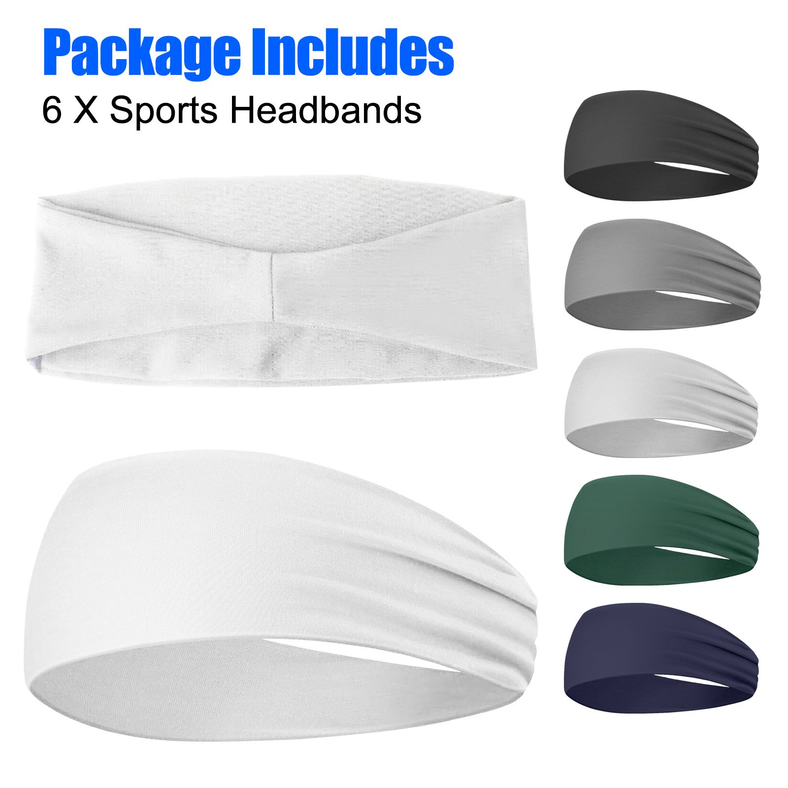 6pcs Running Headbands for Men Women Sweatbands Fashion Sports Sweat Bands Workout Fitness Running Yoga