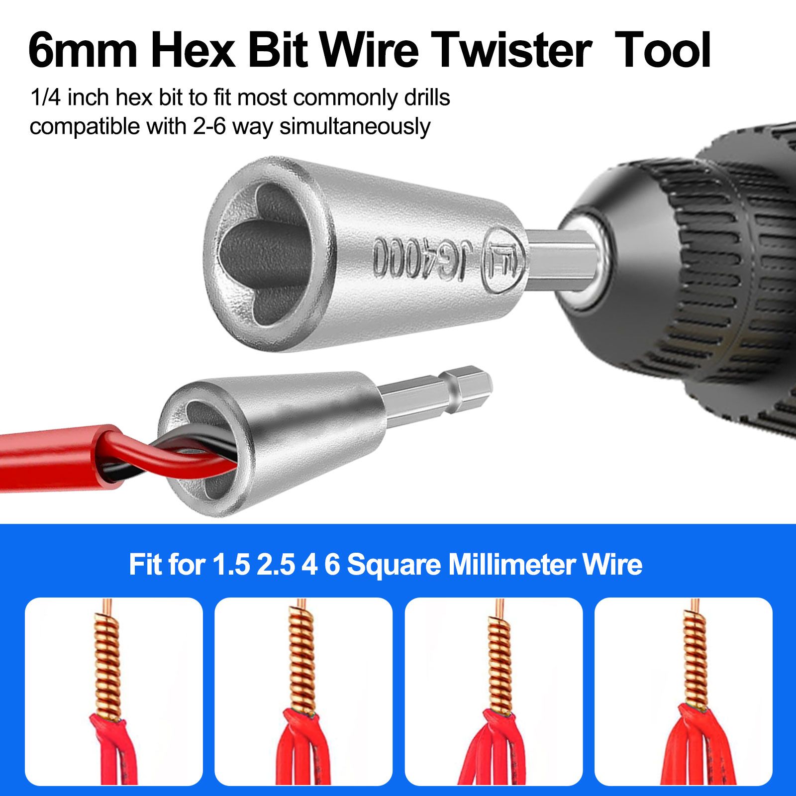 3pcs Wire Stripping & Twisting Tool Electrical Drill Wire Stripper Cable Nut Twister for Cable Quick Stripping