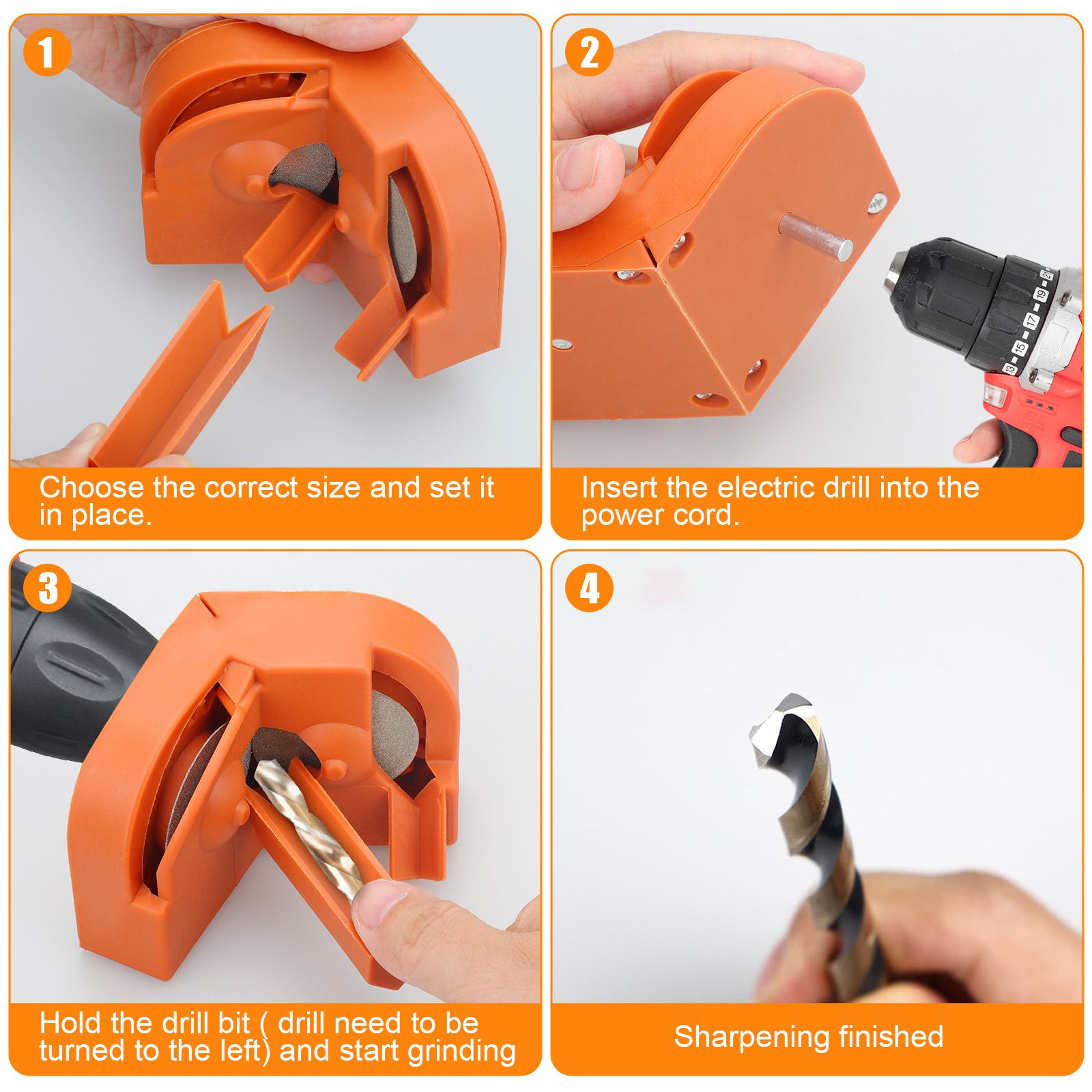 Multipurpose Drill Bit Grinding Sharpener for All Bits(5/64''- 5/8''), High-Speed Steel, Masonry, Carbide, Cobalt & Tin-Coated Drill Bits