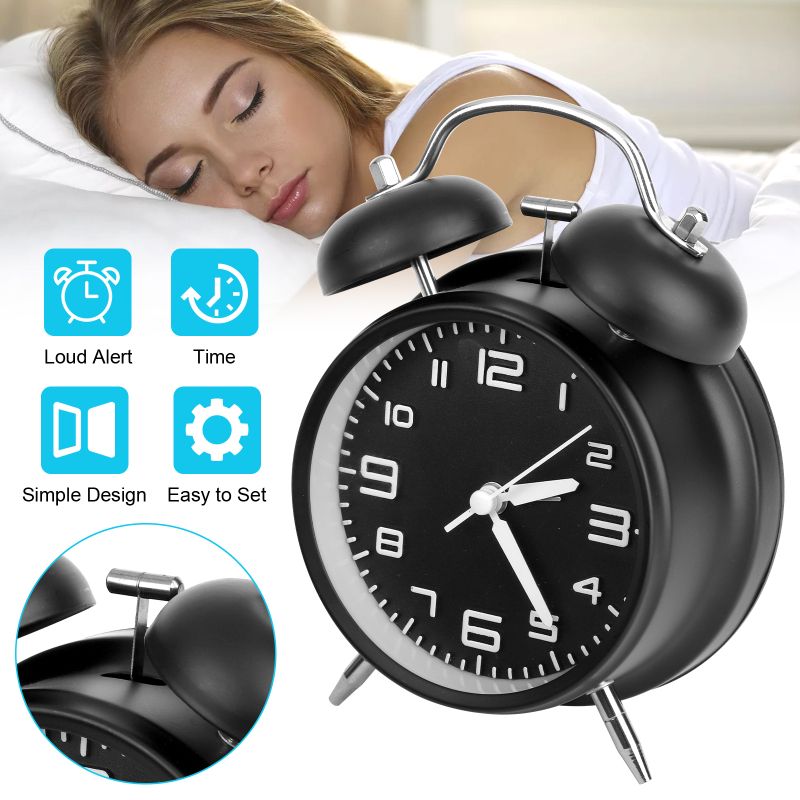 Twin Bell Loud Alarm Clock for Heavy Sleepers with Backlight, Battery Operated Old Fashioned Alarm Clock for Bedrooms and Home Decoration(Retro)