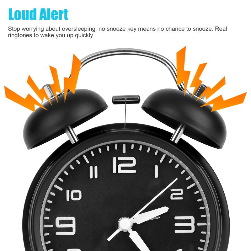Twin Bell Loud Alarm Clock for Heavy Sleepers with Backlight, Battery Operated Old Fashioned Alarm Clock for Bedrooms and Home Decoration(Retro)