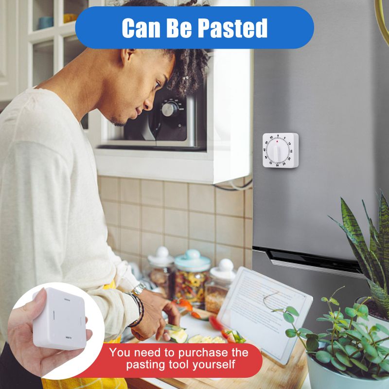 60 Minute Mechanical Kitchen Timer, Visual Kitchen Cooking Timer Clock with Loud Alarm - No Batteries Required-Manual Countdown Timer for Classroom, Home, Study and Cooking (White)