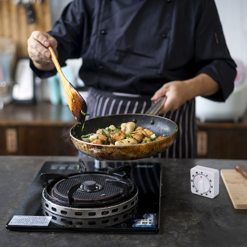 60 Minute Mechanical Kitchen Timer, Visual Kitchen Cooking Timer Clock with Loud Alarm - No Batteries Required-Manual Countdown Timer for Classroom, Home, Study and Cooking (White)