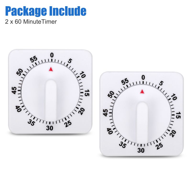 60 Minute Mechanical Kitchen Timer, Visual Kitchen Cooking Timer Clock with Loud Alarm - No Batteries Required-Manual Countdown Timer for Classroom, Home, Study and Cooking (White)