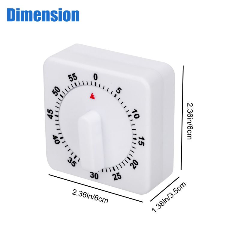 60 Minute Mechanical Kitchen Timer, Visual Kitchen Cooking Timer Clock with Loud Alarm - No Batteries Required-Manual Countdown Timer for Classroom, Home, Study and Cooking (White)