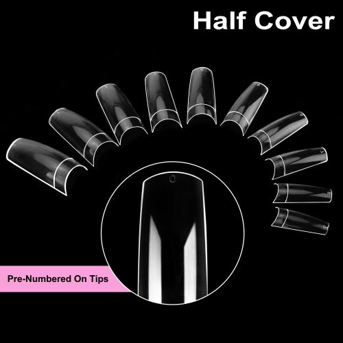 1000pcs Half Cover French Nail Tips, Acrylic Fake Nails with Case, 10 Sizes False Nails Tips