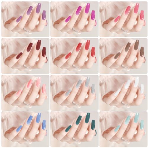 576pcs Square Press on Nails, Long Fake Nails, Acrylic Full Cover Artificial Nails, 24 Colors