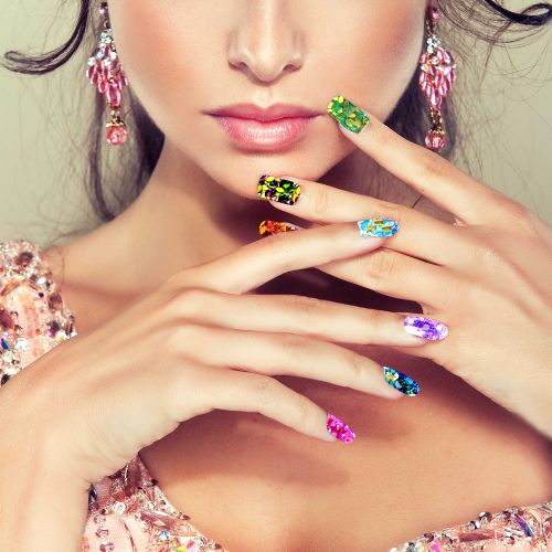 5 Boxes Nail Art Rhinestones, Mixed Color Flatback Nail Rhinestones with Tweezer and Pickup Pen