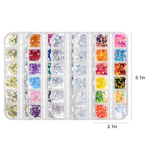 5 Boxes Nail Art Rhinestones, Mixed Color Flatback Nail Rhinestones with Tweezer and Pickup Pen
