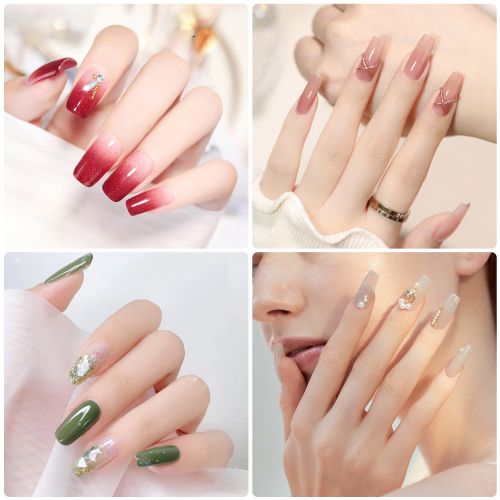 480pcs Pre-shaped Half Matte X False Nail Tips, 12 Sizes Square and Medium Almond Nail Tips