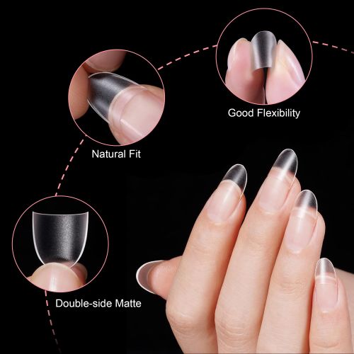 600pcs Short Almond Nail Tips, 12 Sizes Full Matte Press on Half Cover Acrylic Nails