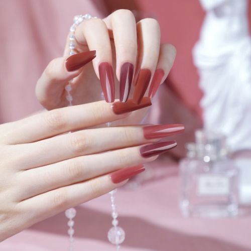 500pcs Long Coffin Nail Tips, 10 Sizes Clear Full Cover False Artificial Nails