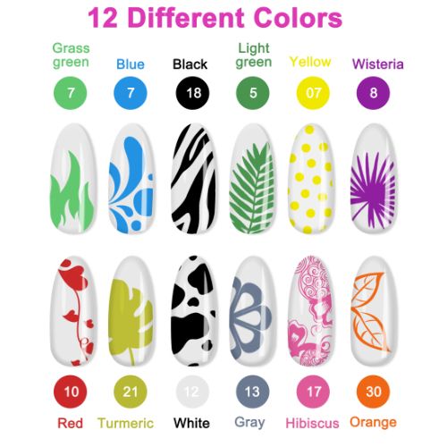 12 Colors 3D Nail Art Pens, Graffiti Nail Dotting Tools, Manicure Nail Pens
