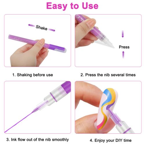 12 Colors 3D Nail Art Pens, Graffiti Nail Dotting Tools, Manicure Nail Pens