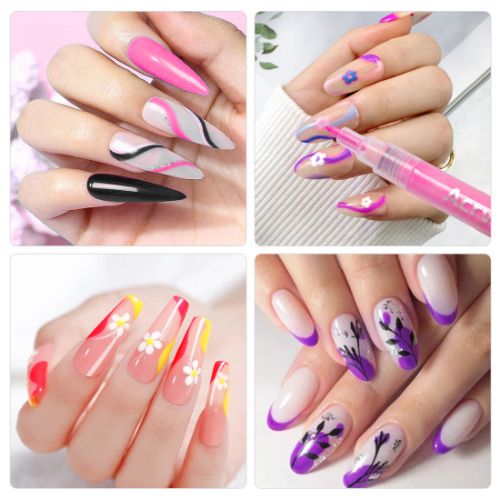 12 Colors 3D Nail Art Pens, Graffiti Nail Dotting Tools, Manicure Nail Pens
