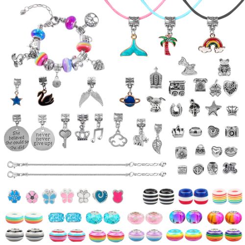 Bracelet Making Kit, 86PCs Charm Bracelets Kit with Beads, Jewelry Charms, Bracelets for DIY Craft, Jewelry Gift