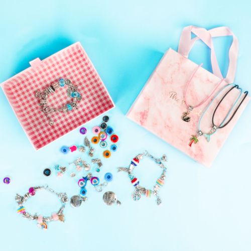 Bracelet Making Kit, 86PCs Charm Bracelets Kit with Beads, Jewelry Charms, Bracelets for DIY Craft, Jewelry Gift