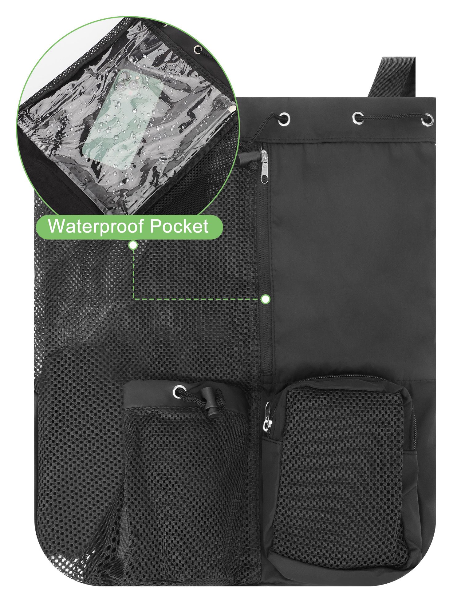 Swim Bag Mesh Drawstring Backpack with Wet Dry Pocket, Mesh Equipment Bag for Men Women Swimming, Gym, Beach and Workout Gear