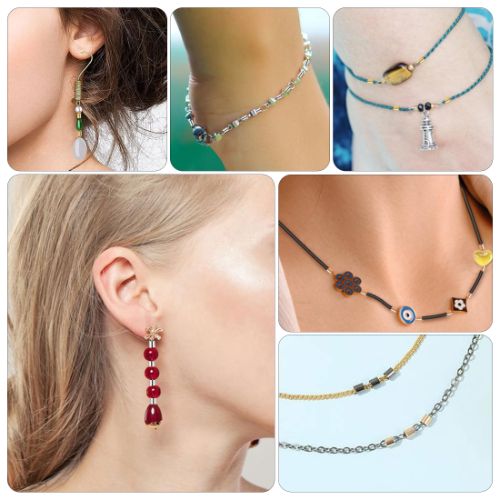 2200pcs Crimp Beads Kit with Plier for Jewelry Making Necklace Bracelet DIY, Crimp Tubes, 3 Sizes, 4 Colors