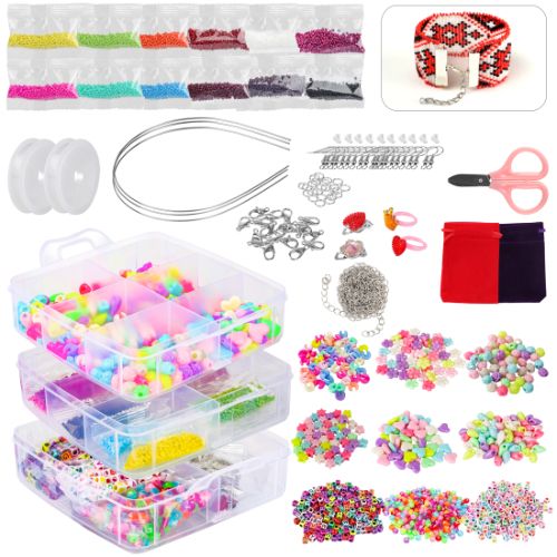 7544pcs DIY Beaded Headbands Kit, Beading Loom Jewelry Making Kits for Girls Bracelets Necklaces Belts Girls