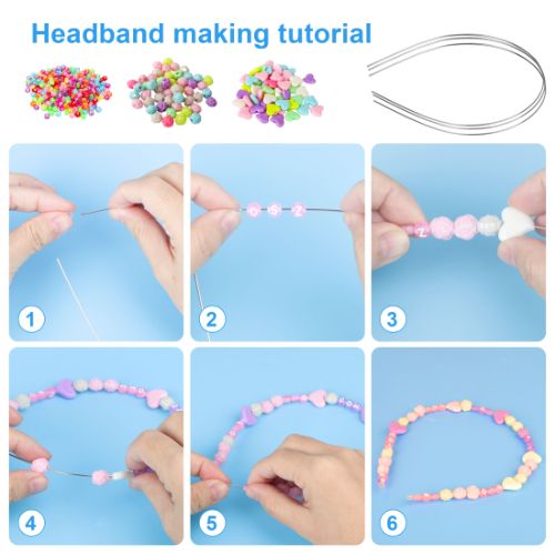 7544pcs DIY Beaded Headbands Kit, Beading Loom Jewelry Making Kits for Girls Bracelets Necklaces Belts Girls