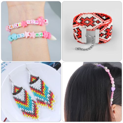 7544pcs DIY Beaded Headbands Kit, Beading Loom Jewelry Making Kits for Girls Bracelets Necklaces Belts Girls