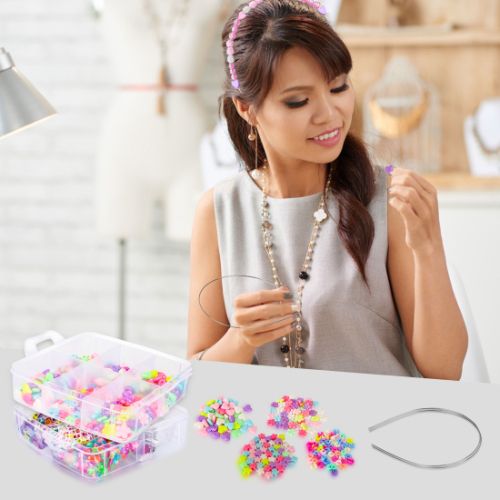 7544pcs DIY Beaded Headbands Kit, Beading Loom Jewelry Making Kits for Girls Bracelets Necklaces Belts Girls