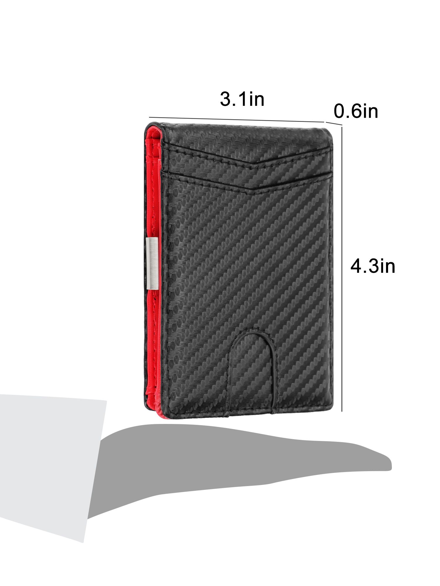 Carbon Fiber Minimalist Wallet for Men & Women, RFID Blocking Credit Card Holder Metal Wallets, Outside Notch Design 8 Card Pockets with Money Clip, Leather Bifold Slim Front Pocket for Travel
