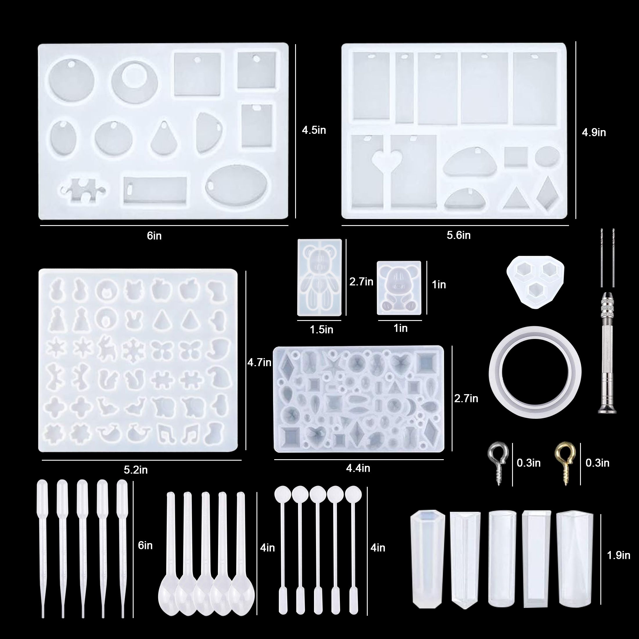 229pcs Resin Molds, Silicone Epoxy Resin Making Kit for Resin Casting Beginner, Epoxy Casting Molds Tools Set for DIY Jewelry Craft Making
