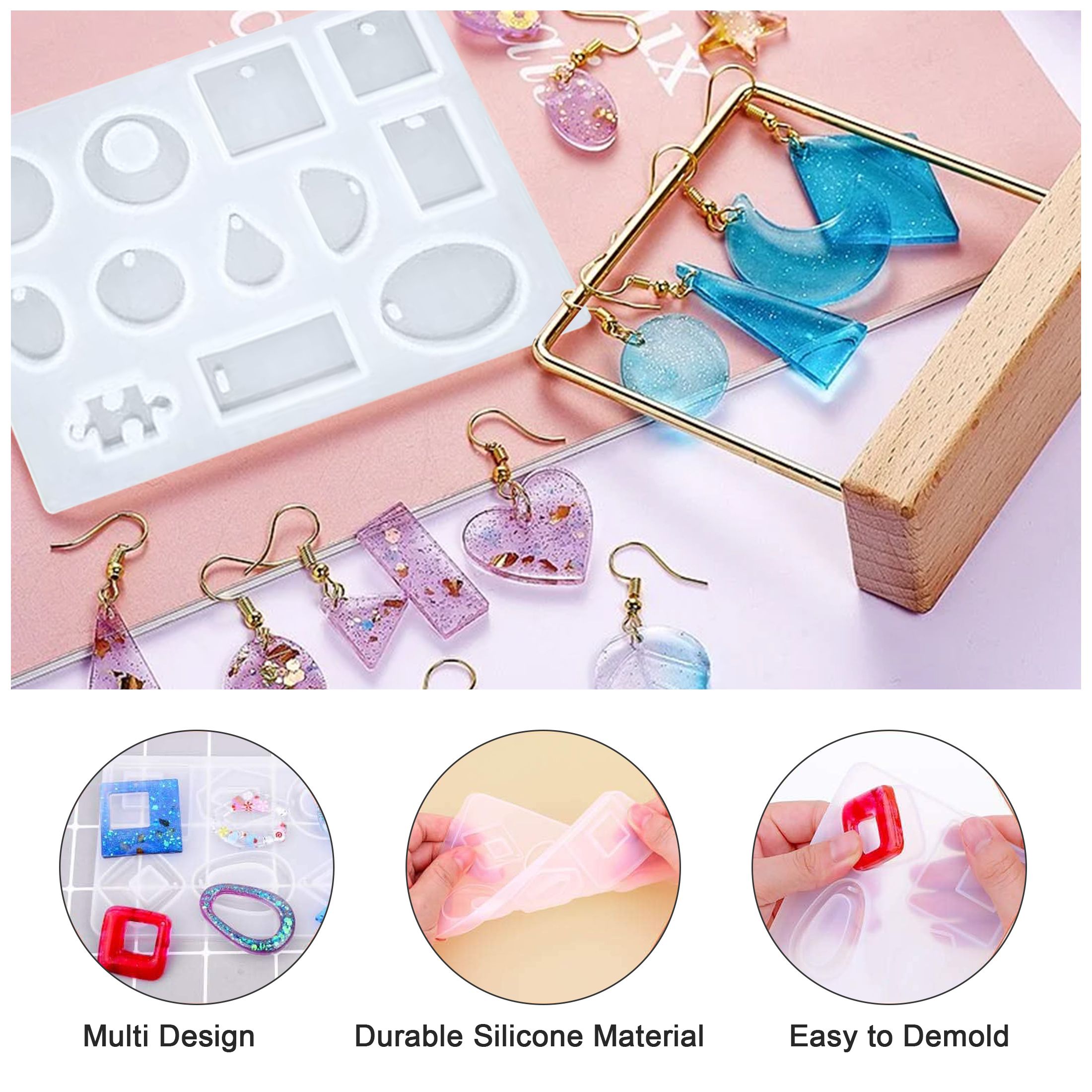 229pcs Resin Molds, Silicone Epoxy Resin Making Kit for Resin Casting Beginner, Epoxy Casting Molds Tools Set for DIY Jewelry Craft Making