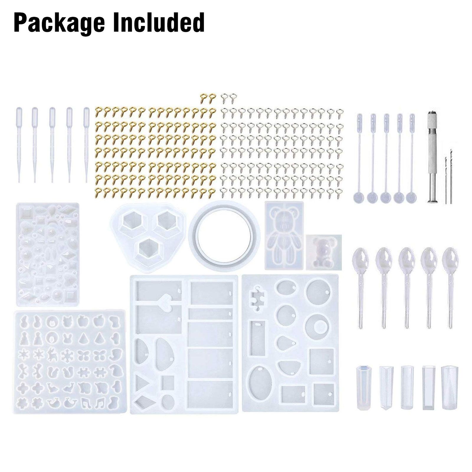 229pcs Resin Molds, Silicone Epoxy Resin Making Kit for Resin Casting Beginner, Epoxy Casting Molds Tools Set for DIY Jewelry Craft Making