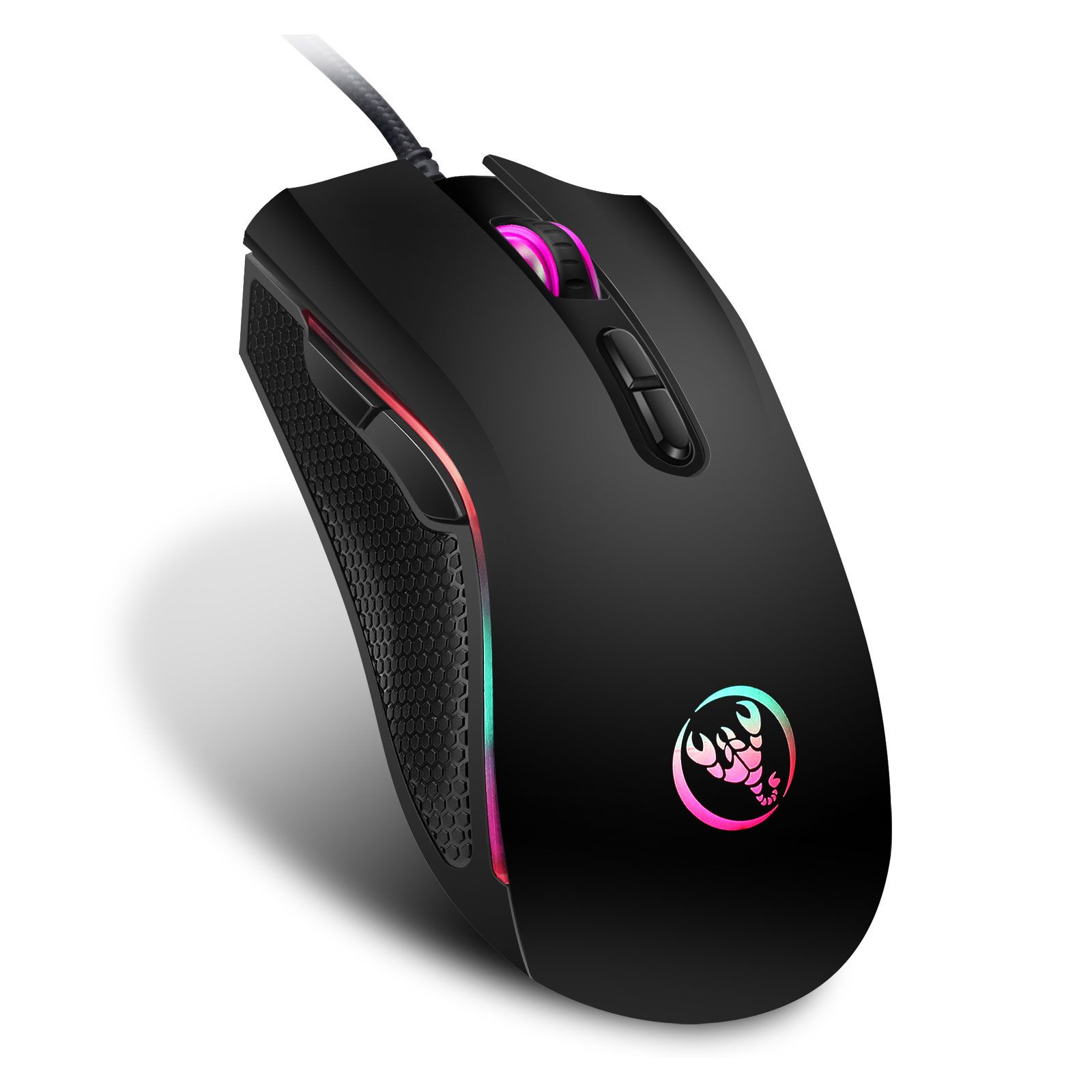 Gming Mouse Wired, USB Computer Mouse with 4 Adjustable DPI, RGB Backlit LED, Side Buttons, Ergonomic Optical Mice for PC, Laptop, Windows, Mac, Vista, Linux, Gamer