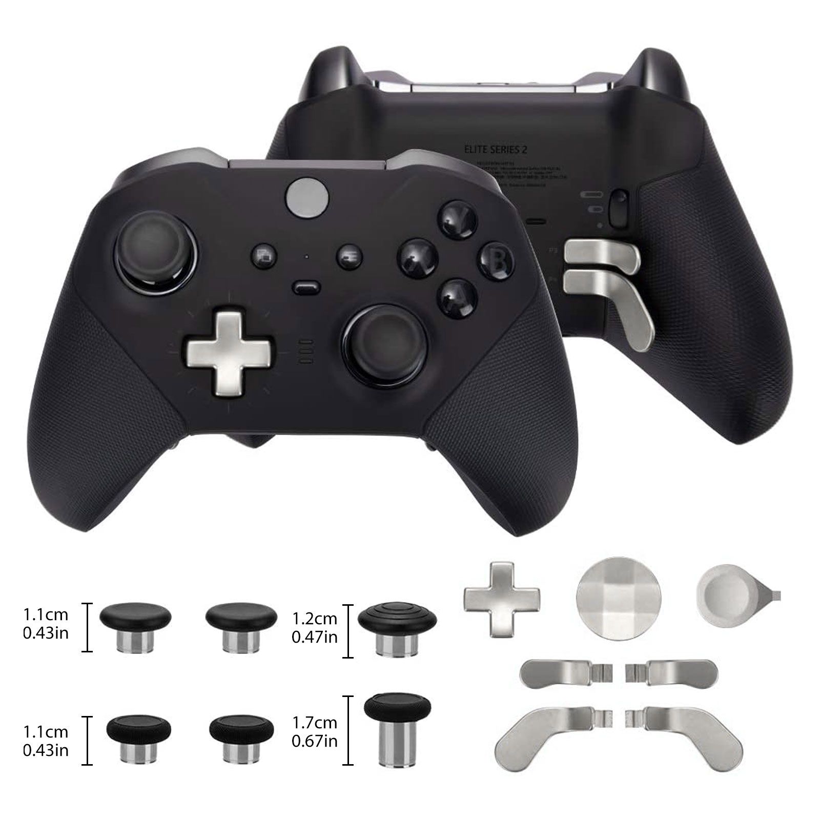 17-in-1 Metal Replacement Parts Fit for Xbox One Elite Series 2 Controller, Thumbsticks Back Paddles Accessories for Xbox Elite Series 2/Series 2 Core Controller