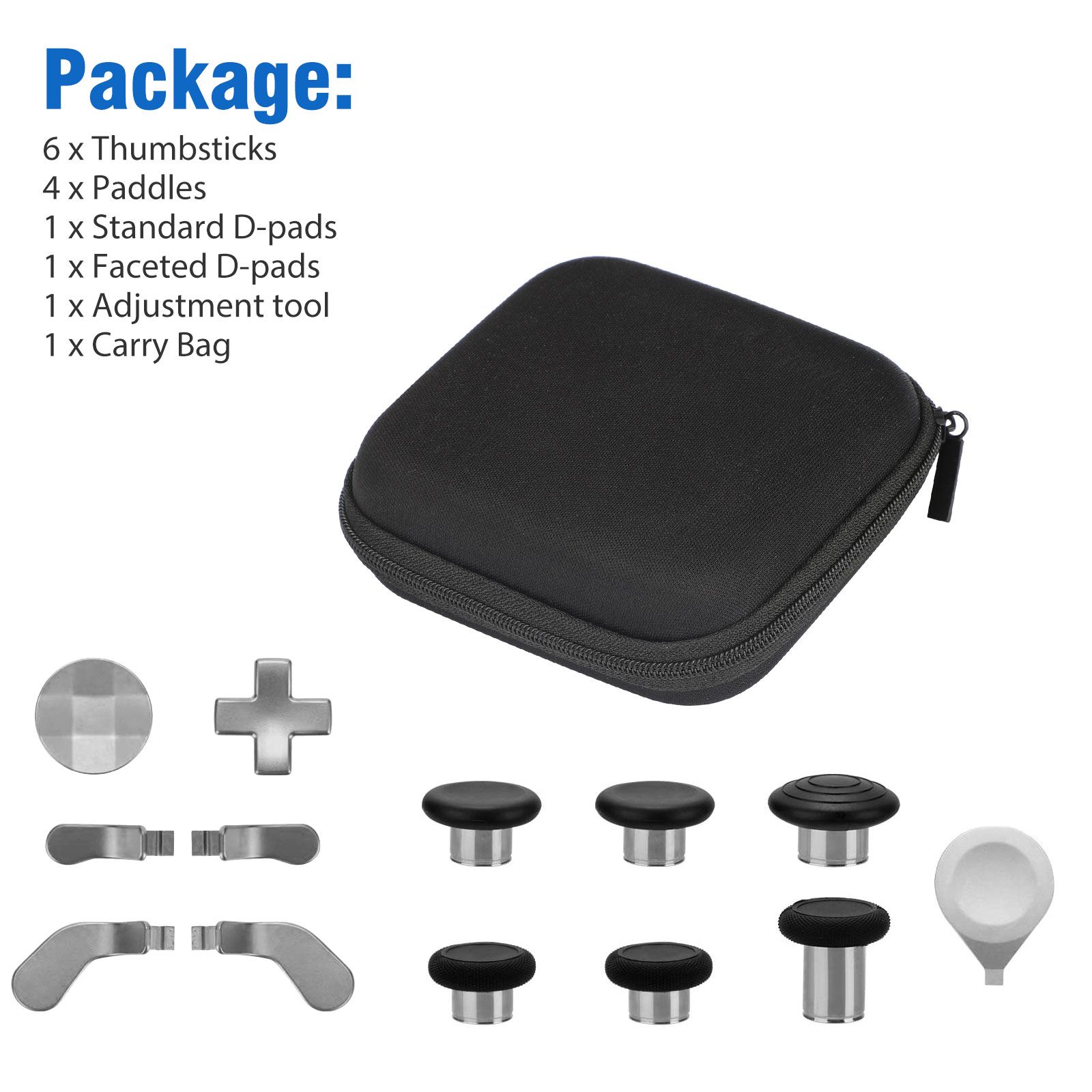 17-in-1 Metal Replacement Parts Fit for Xbox One Elite Series 2 Controller, Thumbsticks Back Paddles Accessories for Xbox Elite Series 2/Series 2 Core Controller