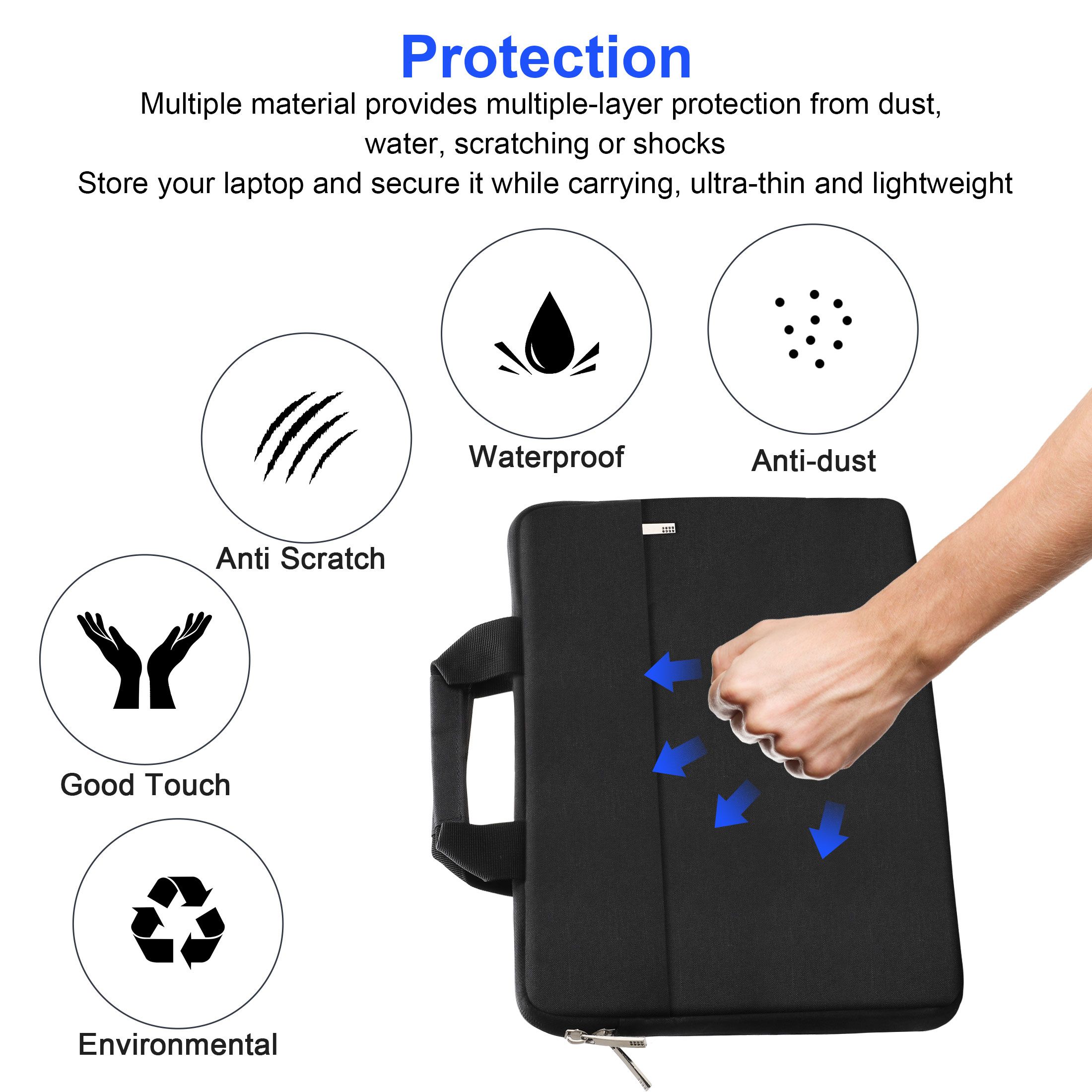 Laptop Shoulder Bag, 13/14/15.6 inch Laptop Sleeve Case Waterproof Notebook Carrying Case with Strap for MacBook Air Pro Lenovo Acer Asus Dell Lenovo HP Samsung